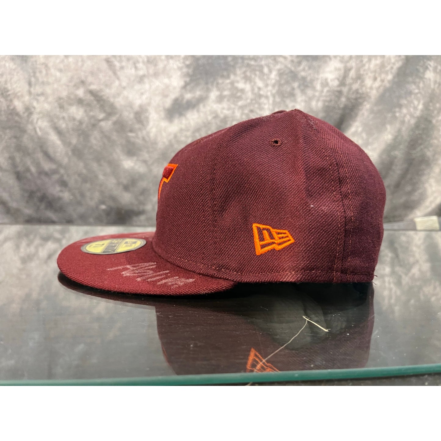 Autograph Men's New Era Maroon Virginia Tech Hokies Hat Sign By Sandman