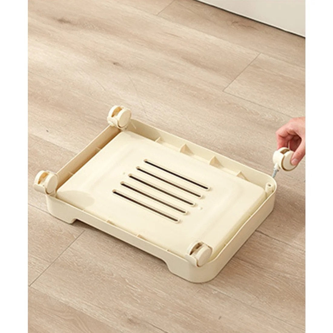 3-tier rolling utility cart with a top handle and drawer feature.