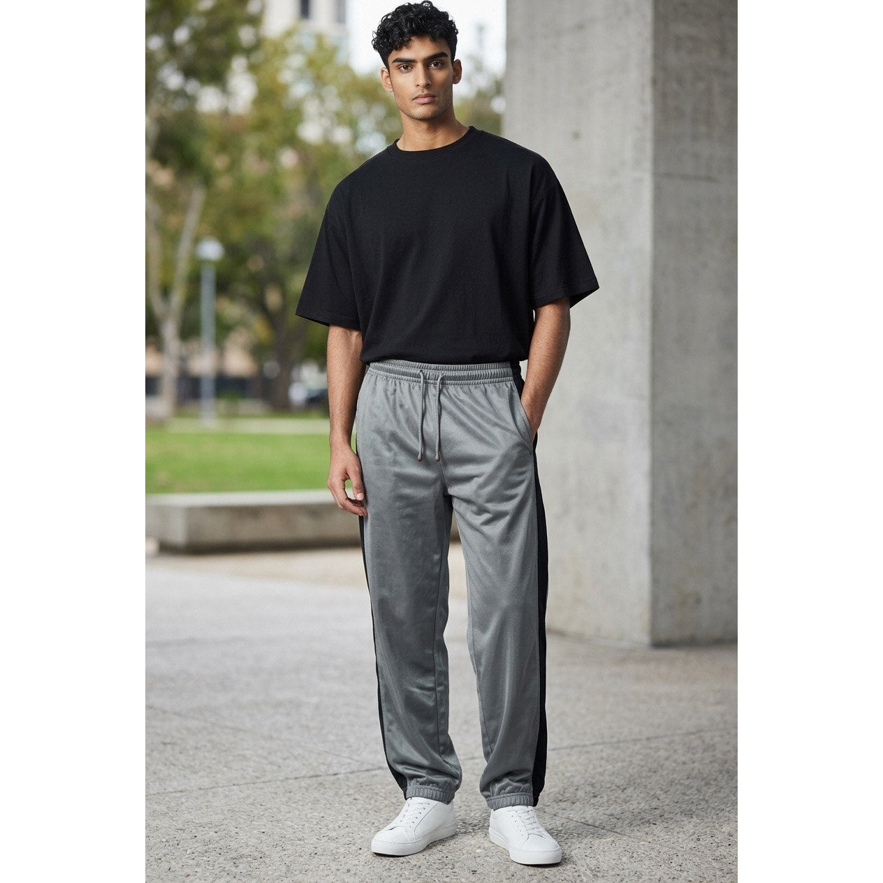 Active Joe Gray & Black Men’s Track Pants Size Medium New