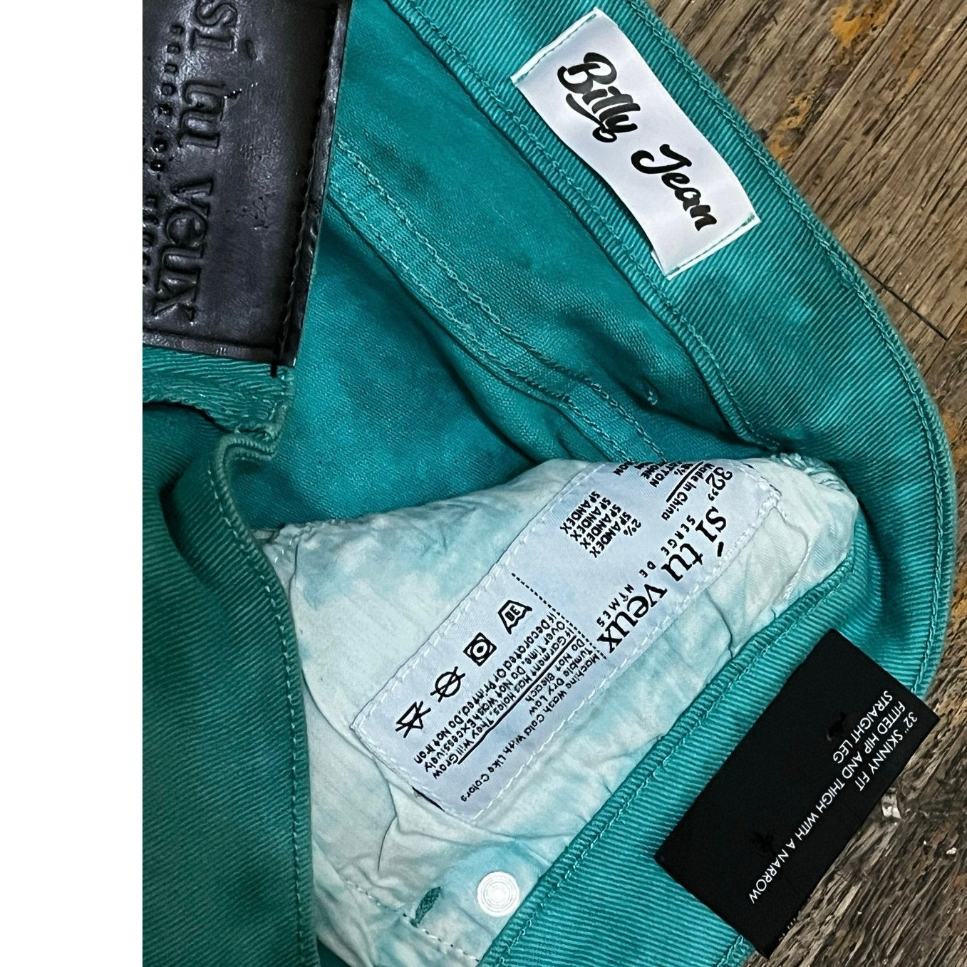 Si Tu Veux Mint Green Superstack Men’s Jean’s Size 36 Billy Jean’s