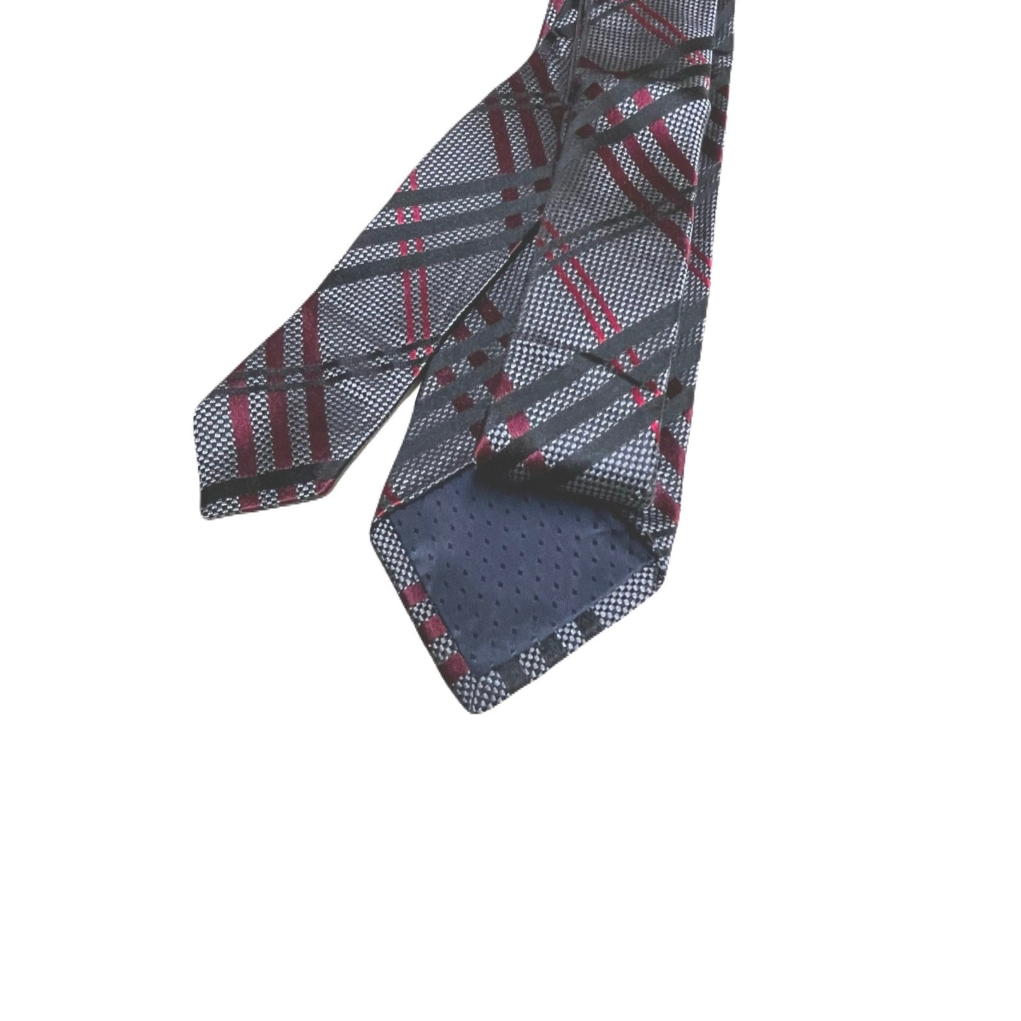 Bloomingdale’s Men’s Tie Grey With Red & Black Strips
