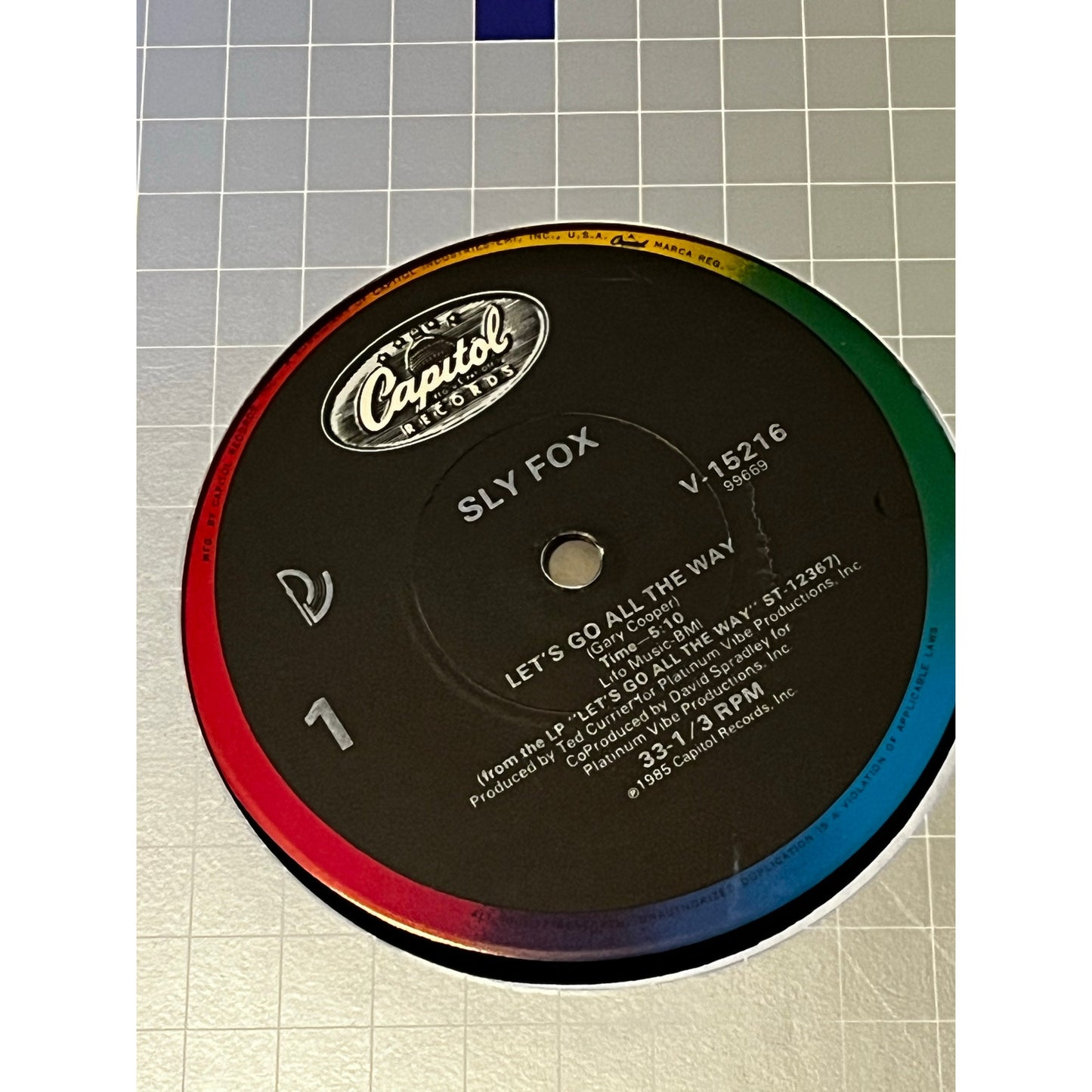 Capital records Sly Fox ‎– Let's Go All The Way V-15216