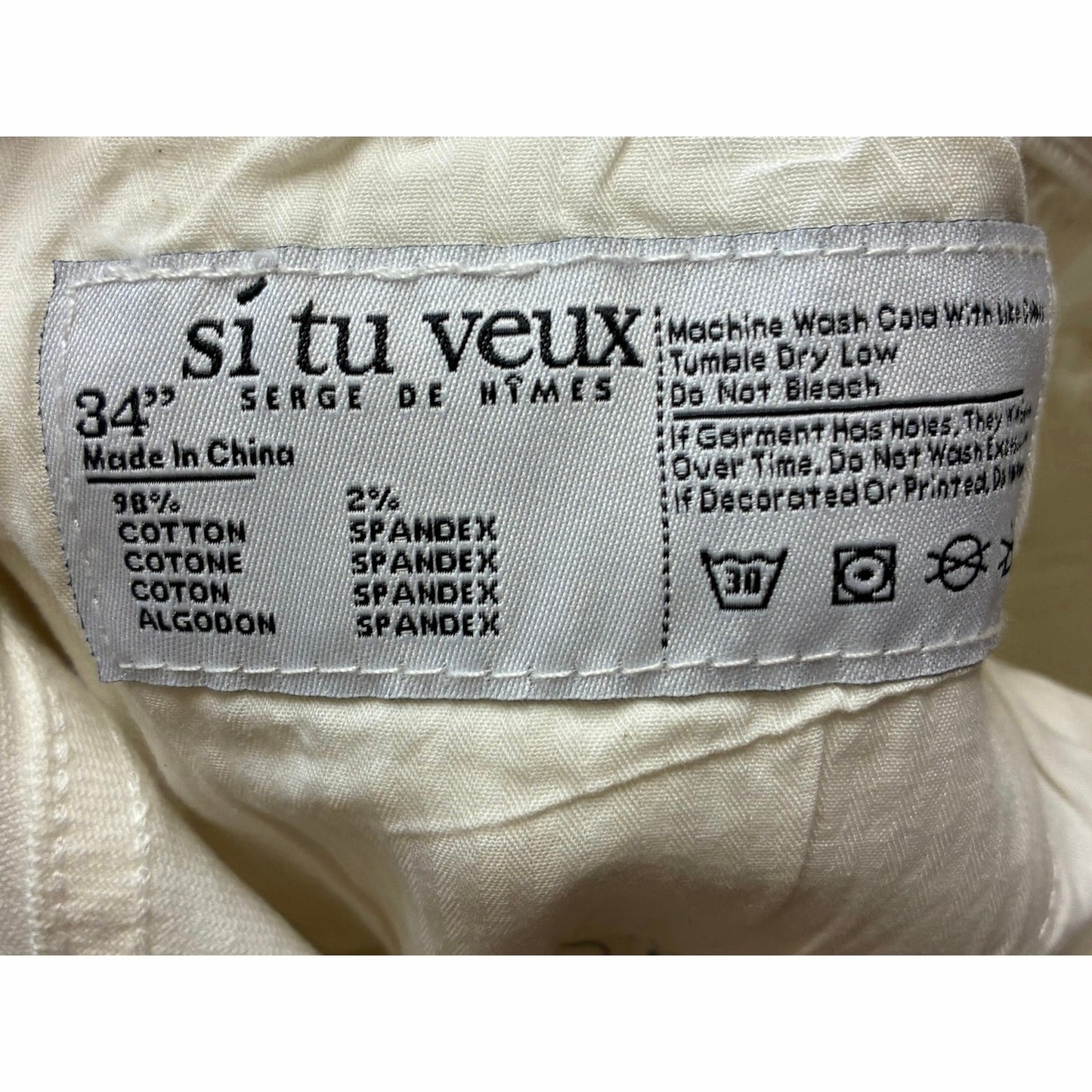 Si Tu Veux White Jeans Super Slim Fit Size 34