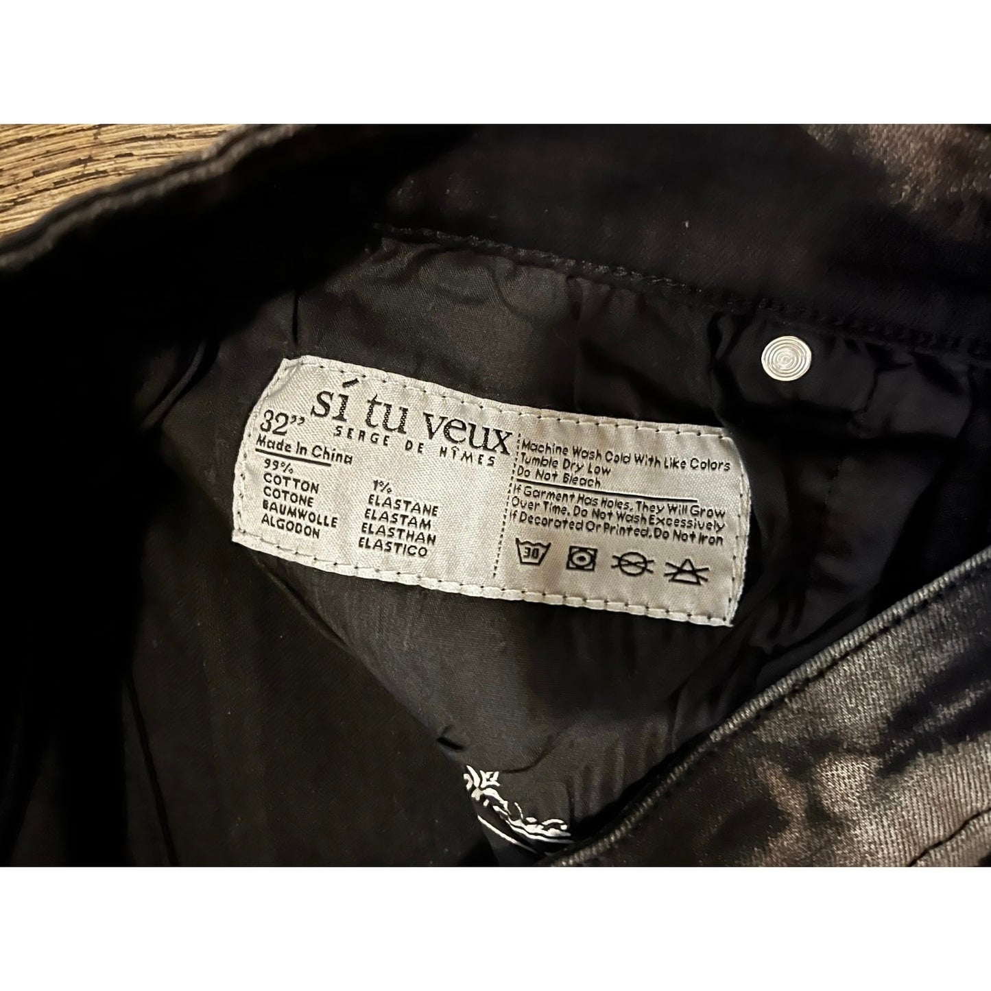 Si Tu Veux Black & Gray Superstack Jeans Size 32