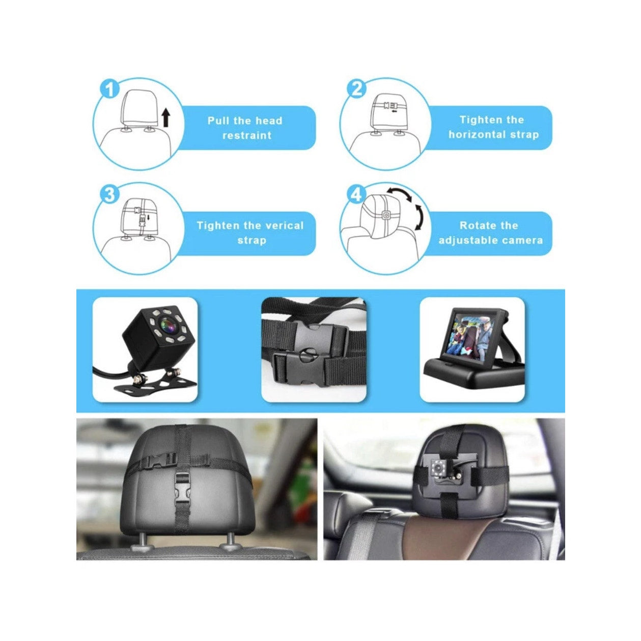 Baby Car Mirror, 4.3'' HD Night Vision Function Car Mirror Display
