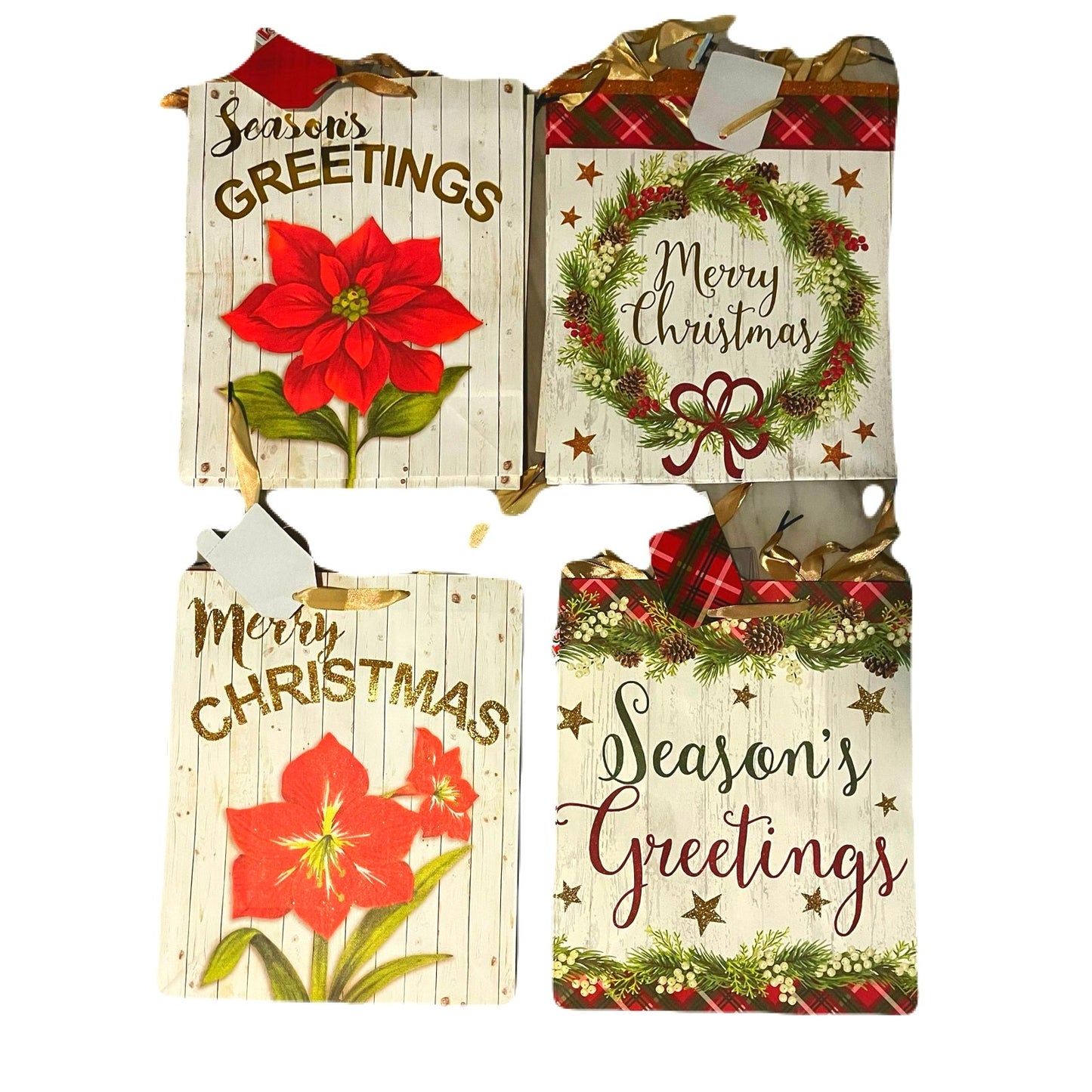 12 Season Greetings Gift Bags 12” L X 10” W