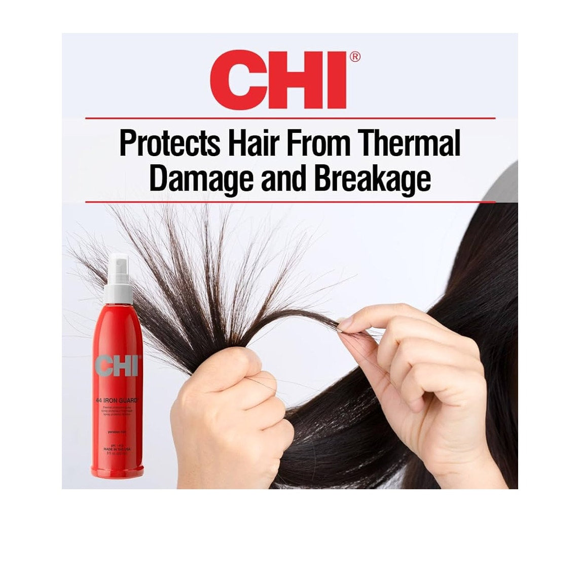 CHI 44 Iron Guard Thermal Protection Spray, Nourishing Formula Helps Resist Heat Damage to Hair & Tame Frizz, Clear, 8 Oz
