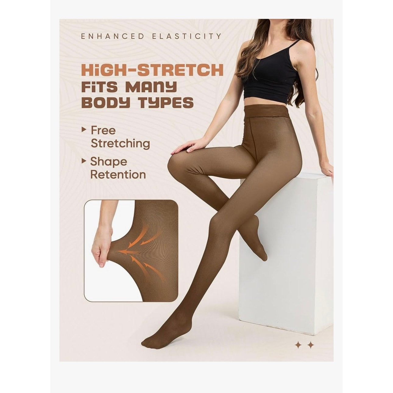 Fleece Lined Thermal Tights-Warm Fake Translucent Pantyhose LNMBFV