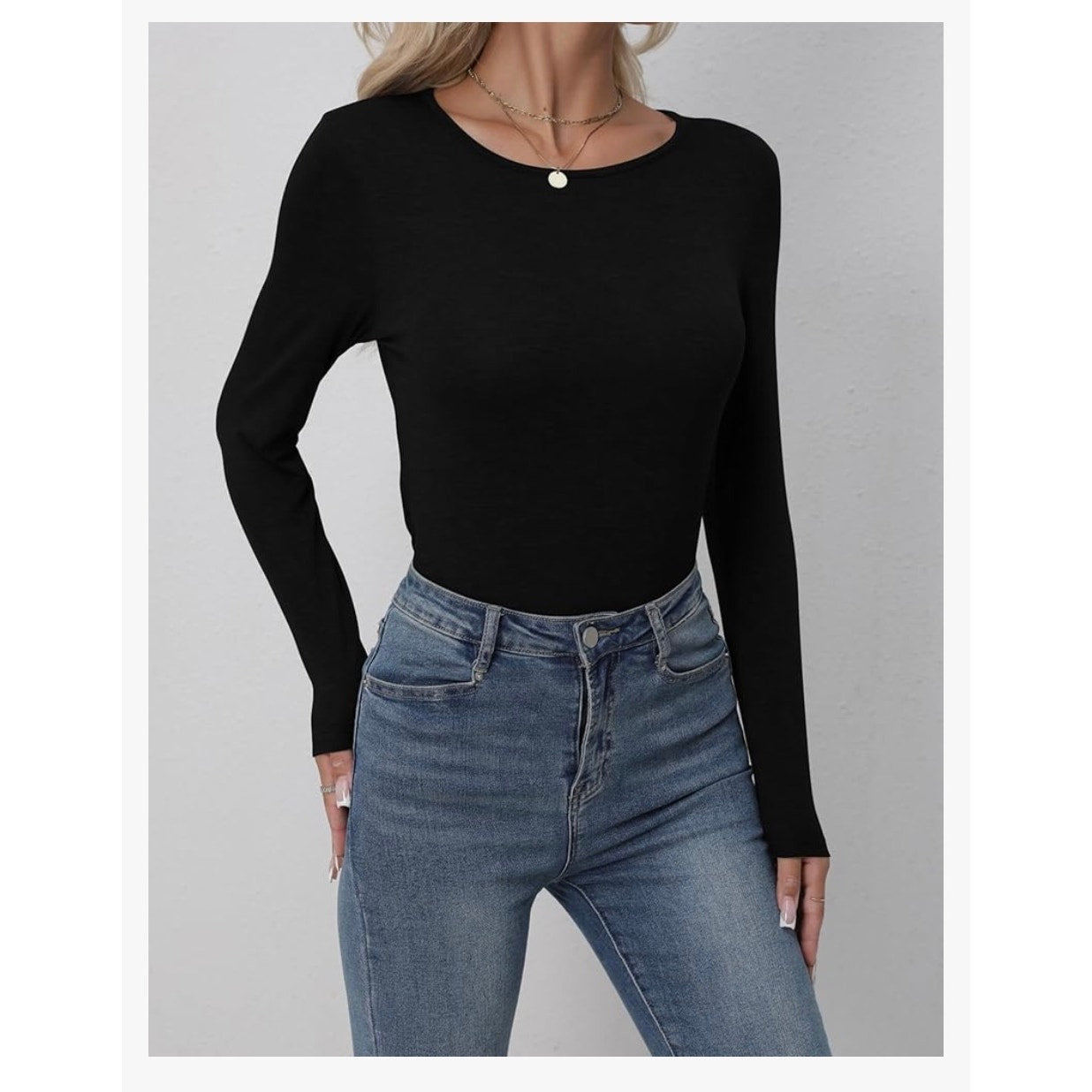 3 Pack Women's Crewneck Long Sleeve Shirts Slim Crew Neck Slim Size medium