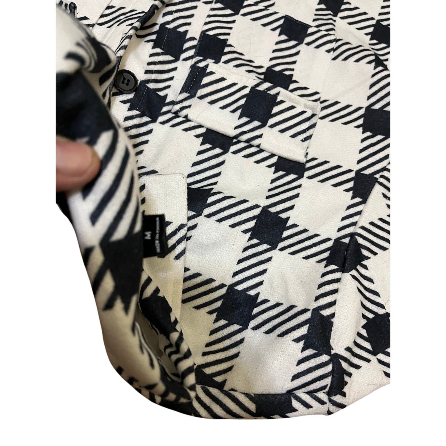 SHEIN Men’s Button Down With Black & White Checker Size Medium