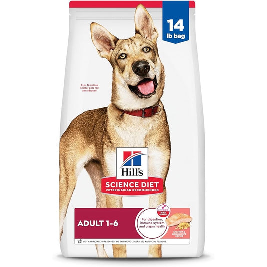 Hill's Science Diet Adult 1-6, Adult 1-6 Premium Nutrition, Dry Dog Food, Salmon & Brown Rice, 14 lb Bag