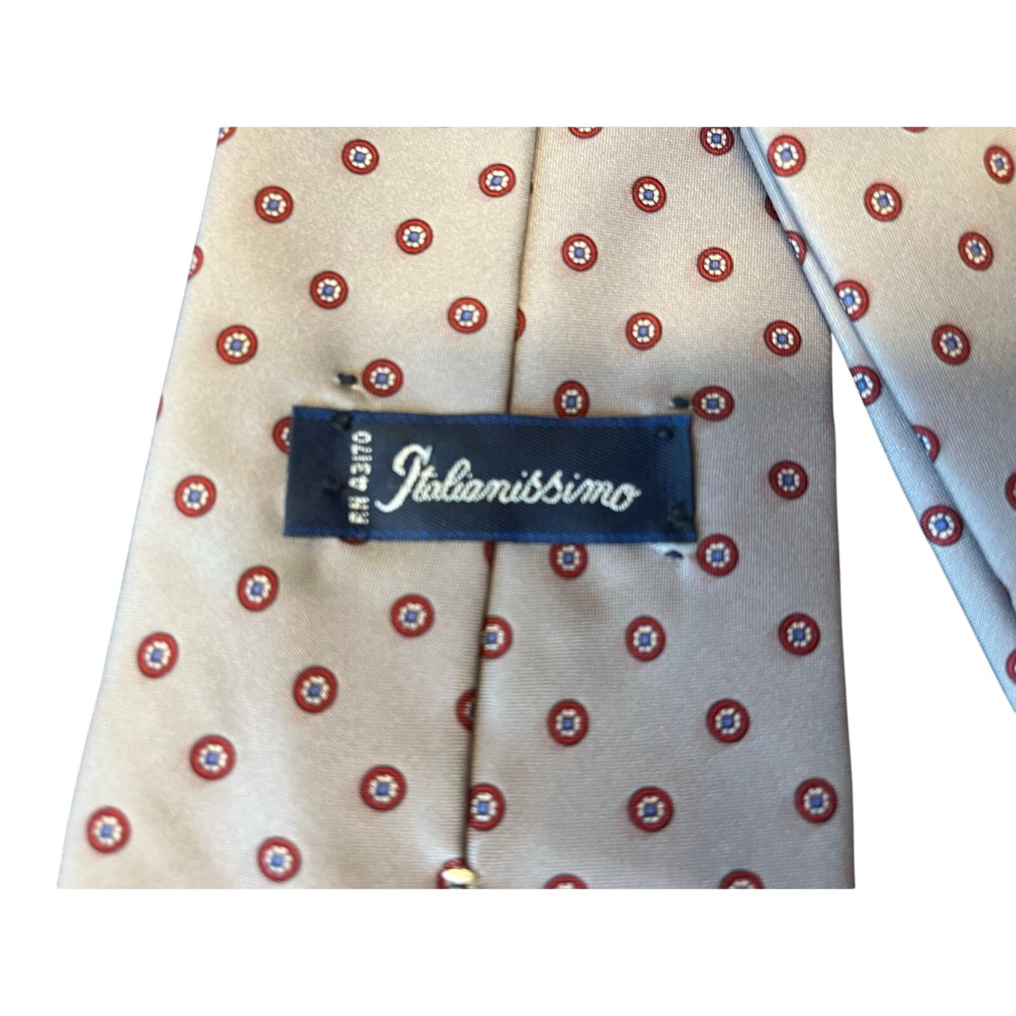 Italianissimo Men’s Tie Grey With Red Circle Designs On It RN 43170
