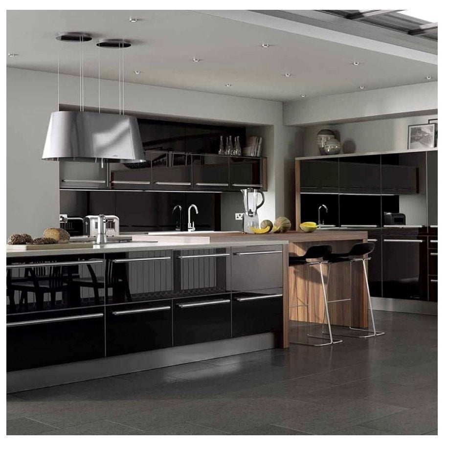 VEELIKE Glossy Black Contact Paper for Countertops Black Peel & Stick Wallpaper
