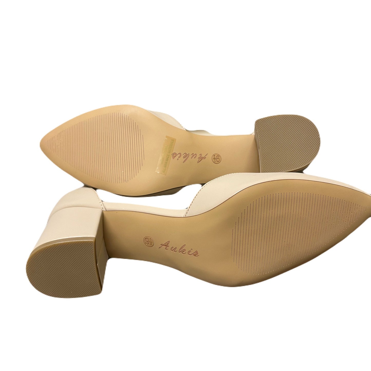 Ankis Women's Size 9.5 Tan Chunky Heels Closed Pointed Toe