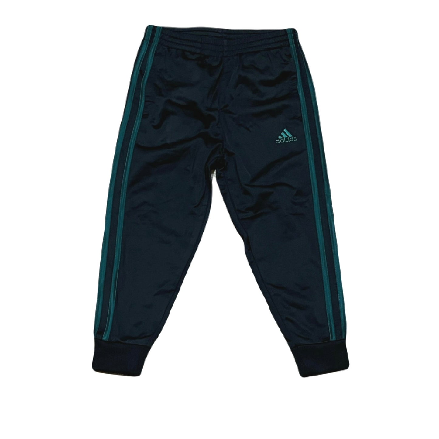 Adidas Black Pants Size 4 With Green Stripes On The Side
