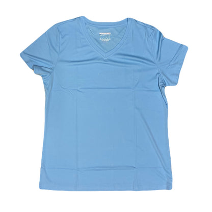 Boladeci Blue T-Shirt For Women’s Short Sleeve V Neck Dry Fit Workout Top Sz L