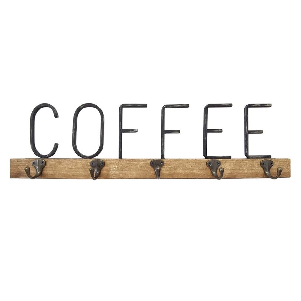 Vintage Farmhouse Metal Tube Letter Coffee Sign Coffee Mugs Rack
