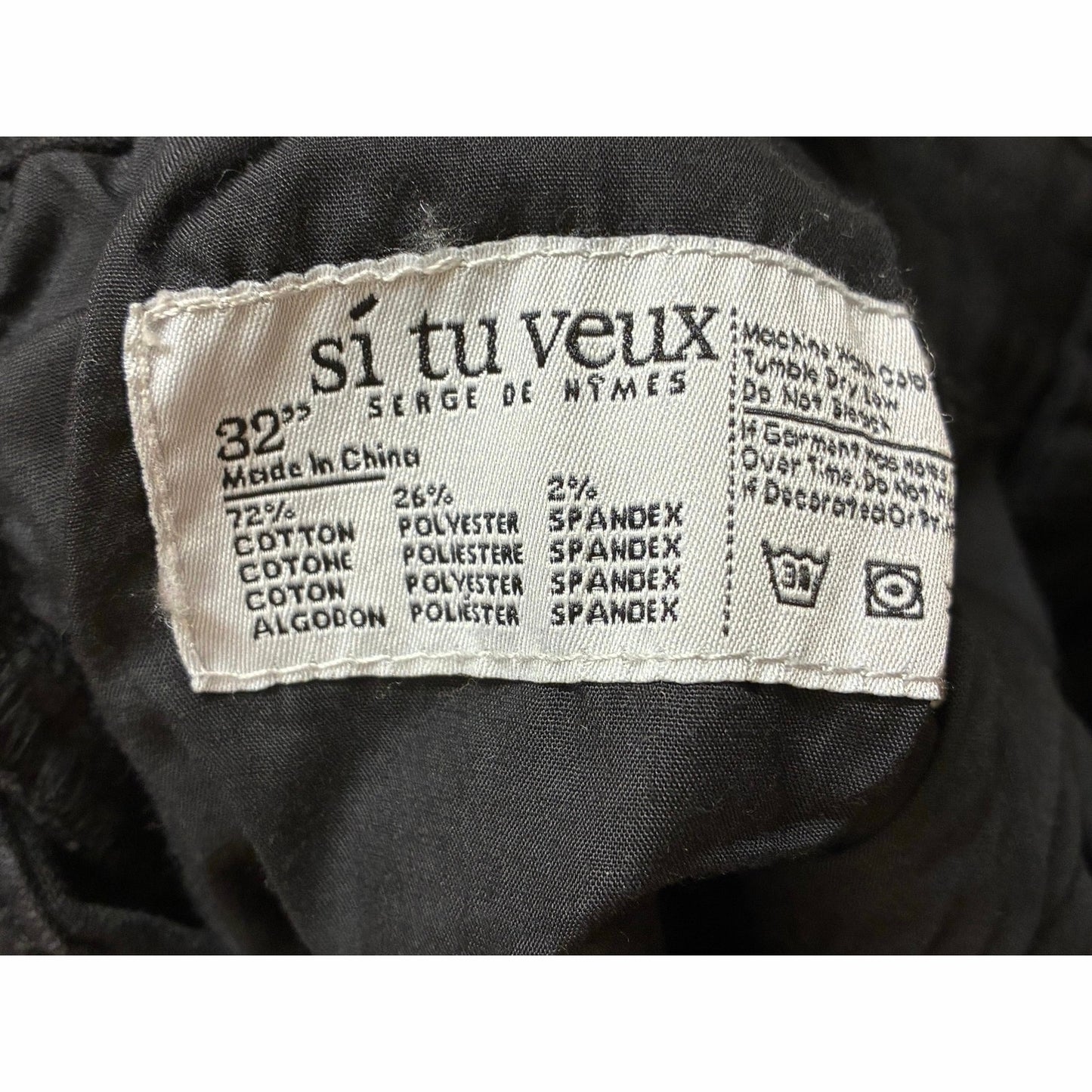 Si Tu Veux Skinny Fit Inseam 34” Size 32 Black