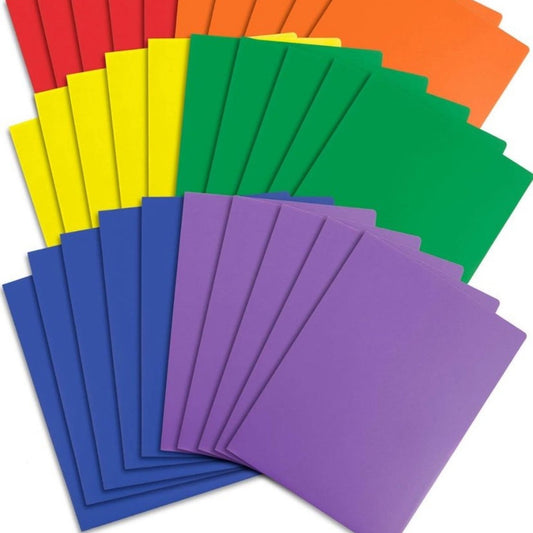 85 Two Pocket Plastic Folders, Assorted Colors, Durable Folders, Letter Size wit