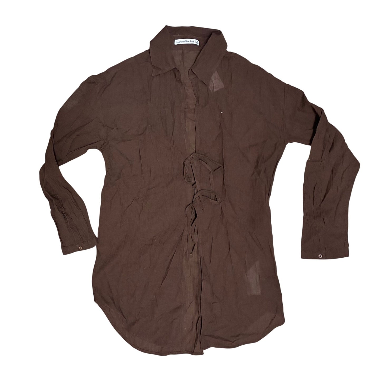 Abercrombie & Fitch Brown Women’s Dress Top With 2 Tie Bow In The Middle Size XS