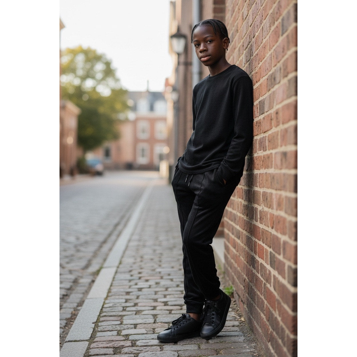 All In Motion Boys Ribbed Jogger High Rise Slim Fit Black Size L 10/12
