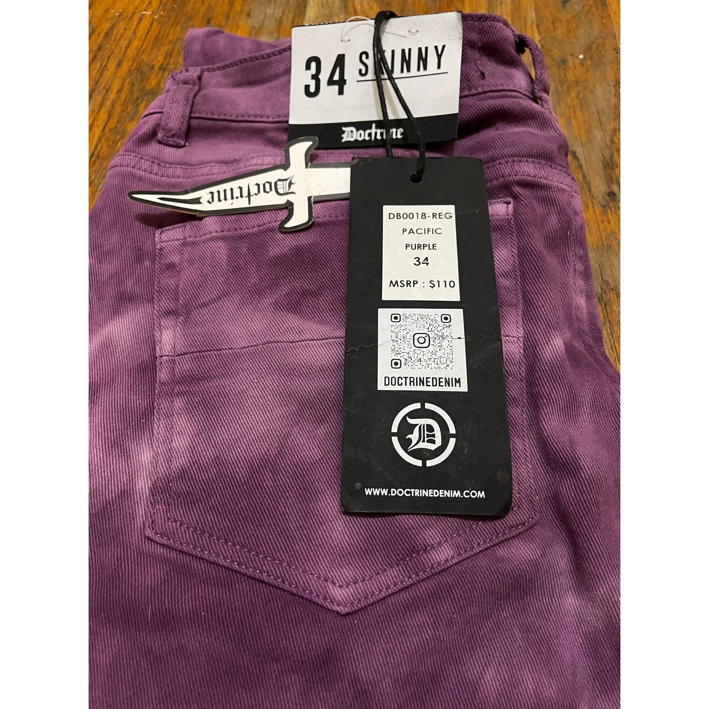 Doctrine Pacific Purple Superstack Men’s Jean’s Size 34