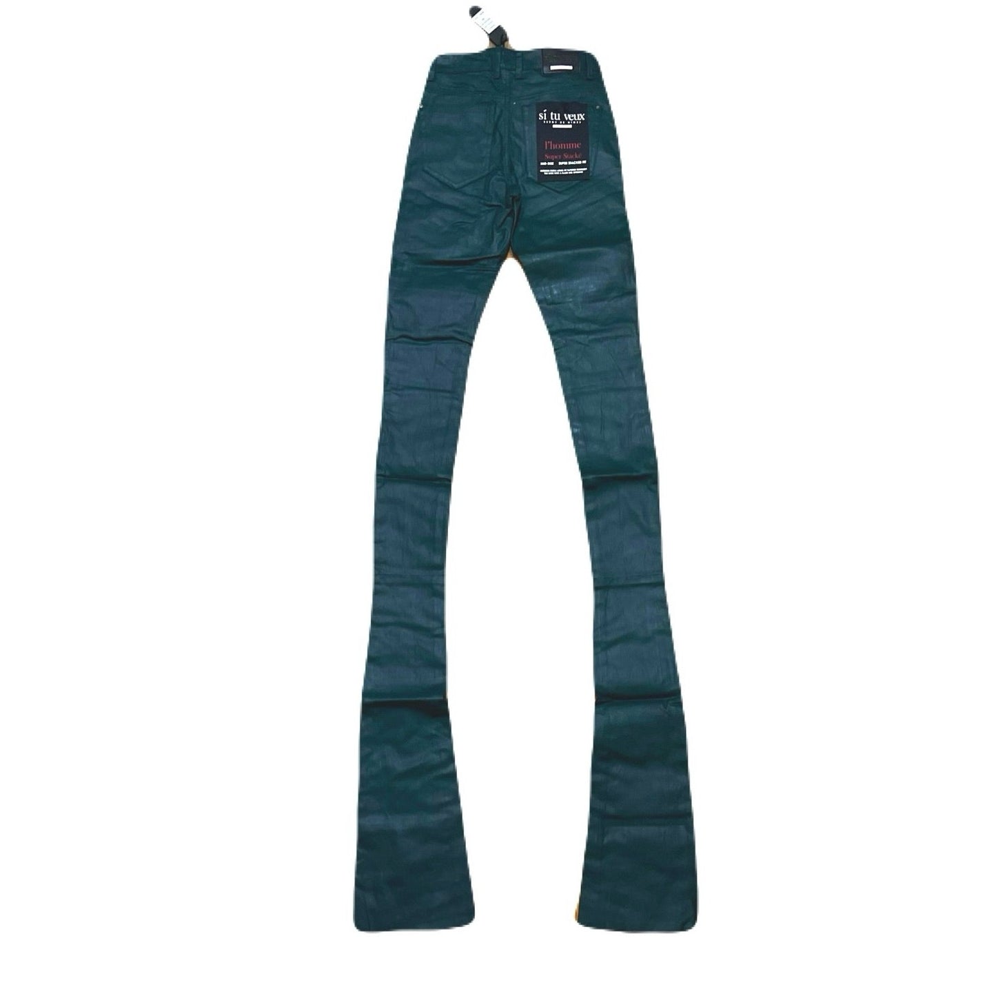 Si Tu Veux Hunter Green Wax Gordon Jeans Superstack Size 28