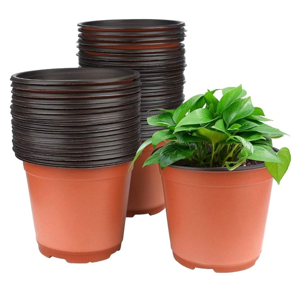 100 Pcs 6" Plastic Plants Nursery Seedlings Pot/Pots Flower Plant Container