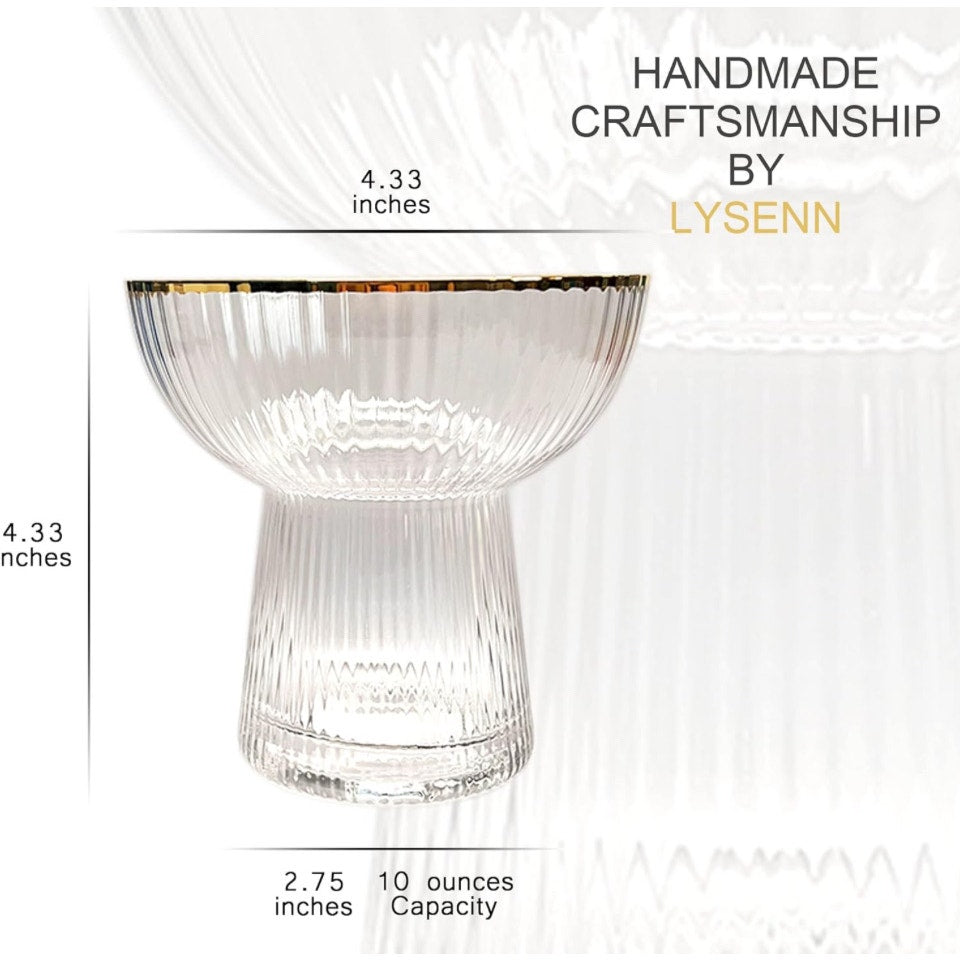 Lysenn Stemless Margarita Glasses Set of 2  – 10 oz Gold Rim