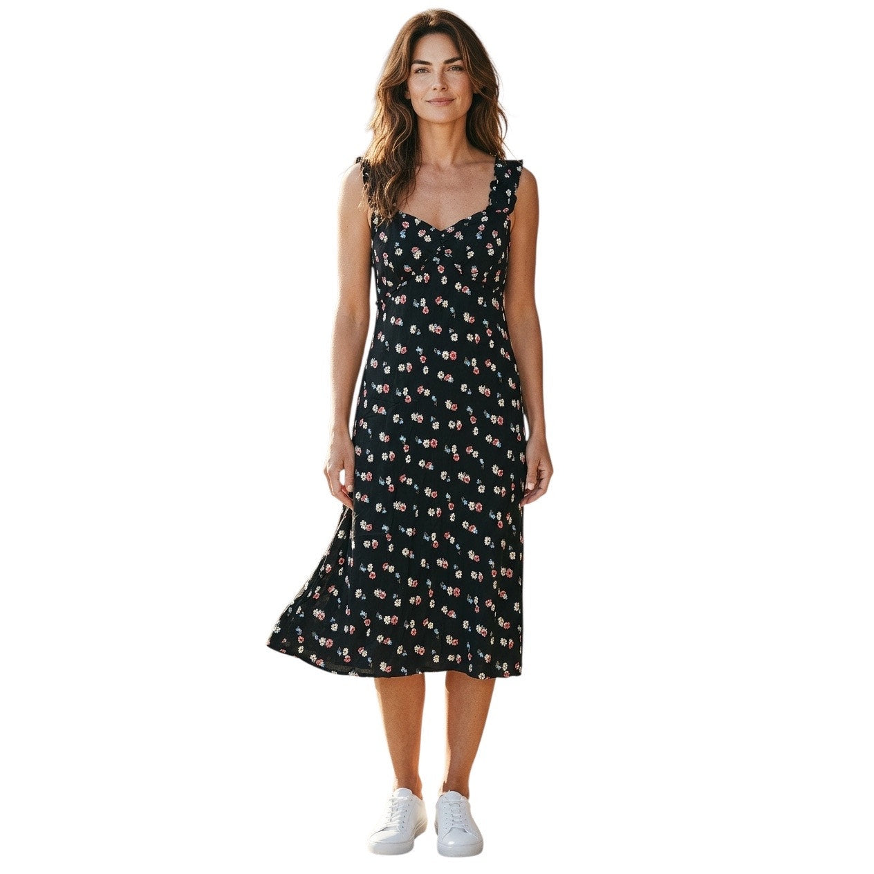 Gap Women’s Black Long Dress With Flowers On Them Size XL