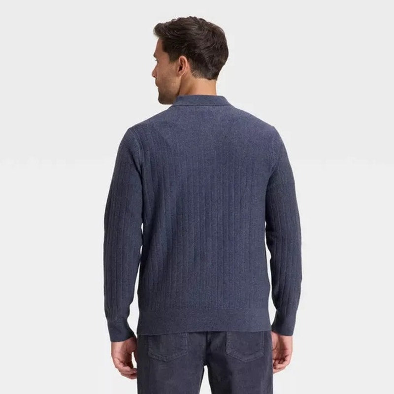 Goodfellow & Co Men's Collared Cardigan Sweater - Navy Blue Size XL