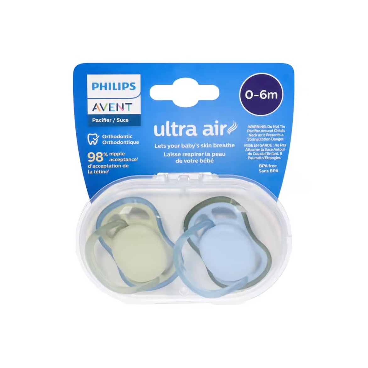 Philips Avent Ultra Air Pacifier, Orthodontic, 0-6M 2ct