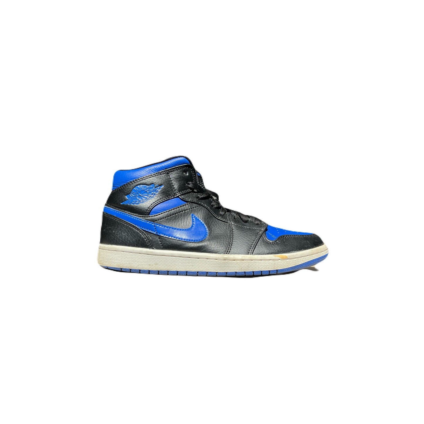 Nike Air Jordan 1 Mid 'Black Hyper Royal' with SKU 554724-068