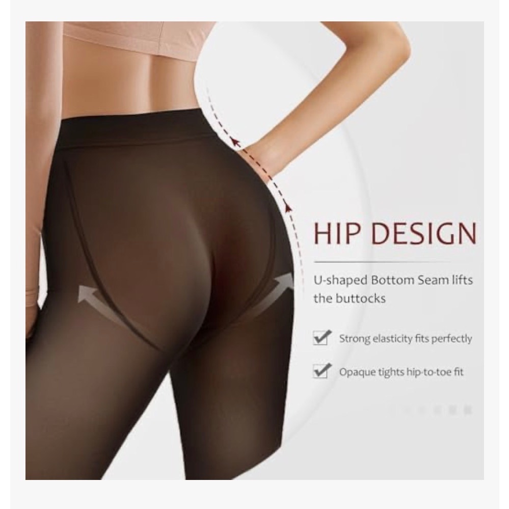 EXQUISLIFE womens Padded Pantyhose Full Coverage Black + Black