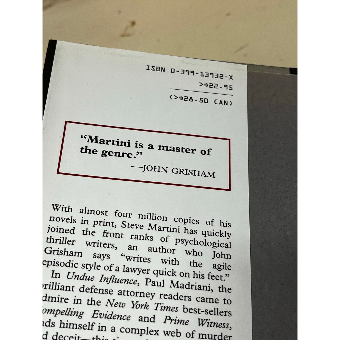 Undue Influence Steve Martini Hardcover Book