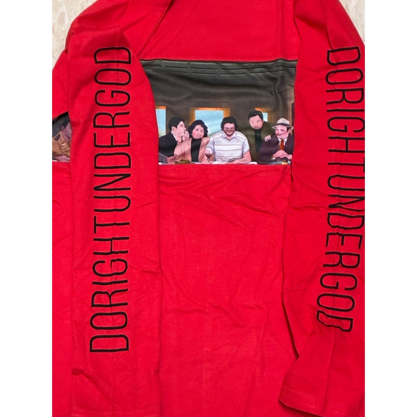 Red Long Sleeve T-Shirt with graph print in the middle Size Medium