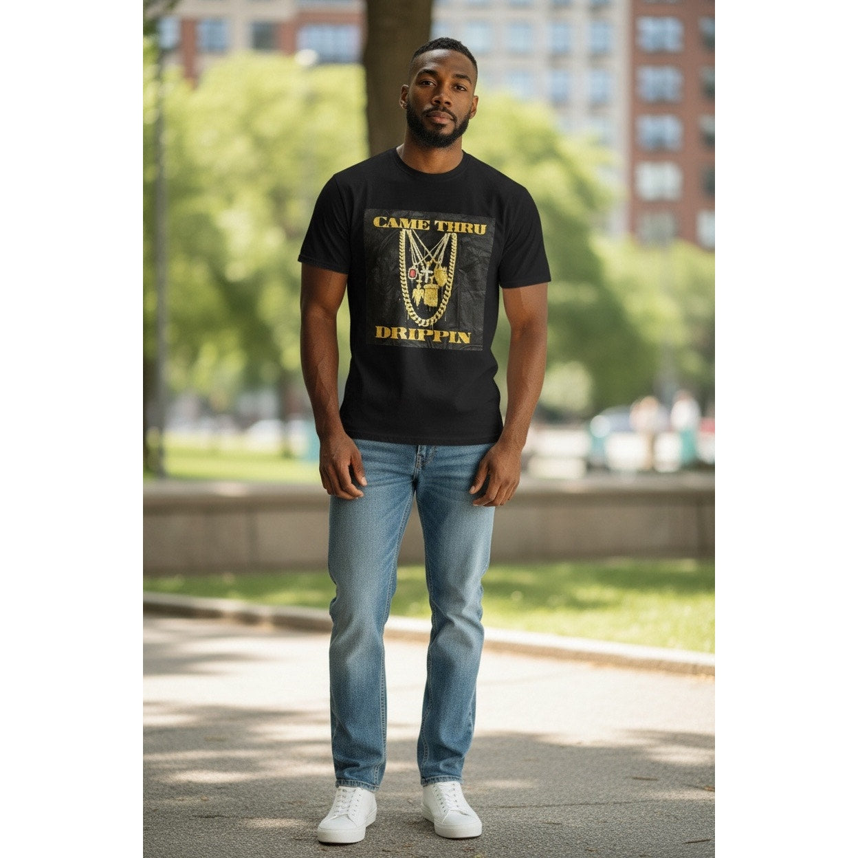 Streetz Iz Watchin Came Thru Drippin Men’s Black T-Shirt Size XL