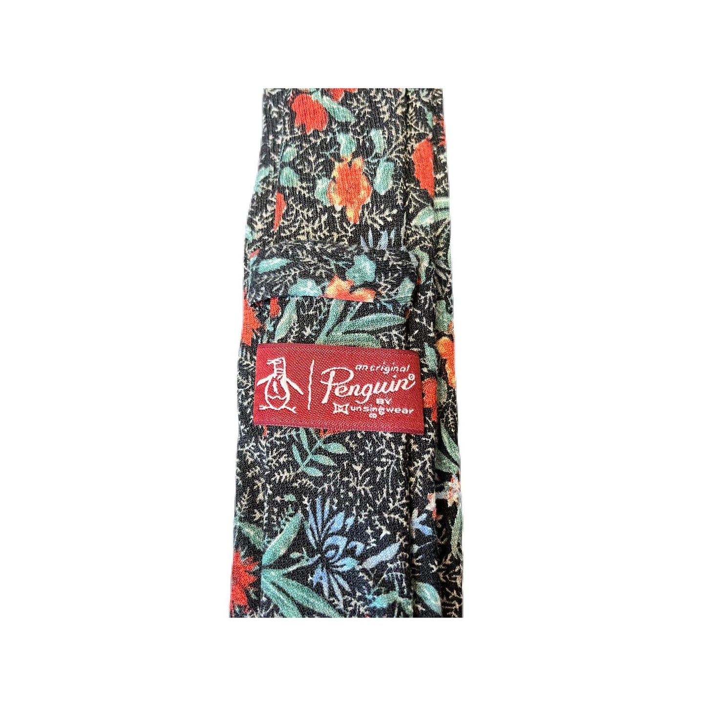 Penguin Men’s Tie Black With Red Flowers