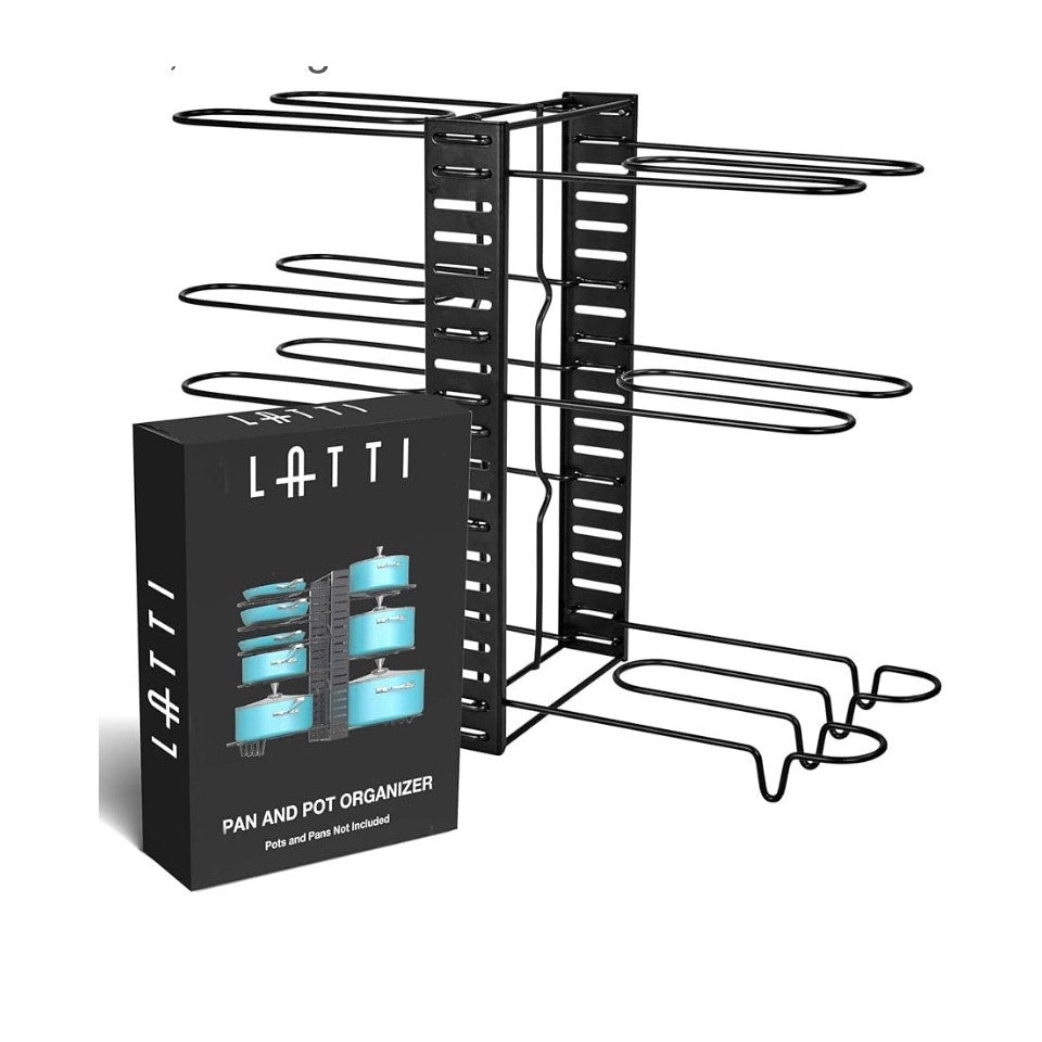 LATTI Pots and Pans Cabinet Organizer and Kitchen Storage Rack - 8 Shelf