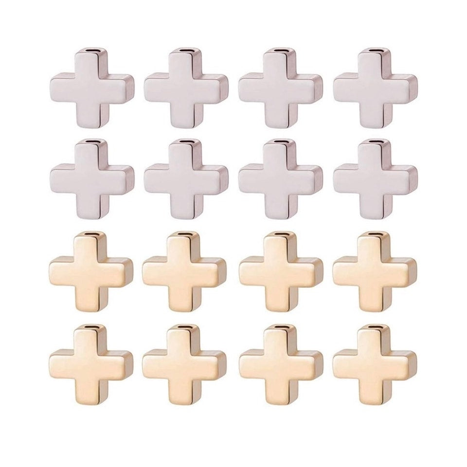 BENECREAT 20 PCS 18K Gold Plated & Platinum Plated Cross Spacer Beads Metal