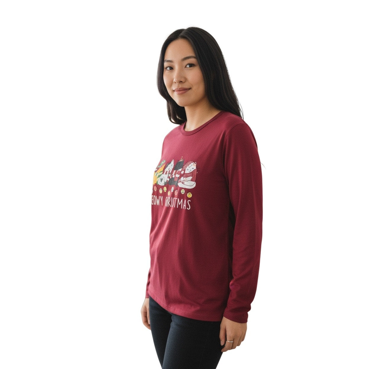 Women’s burgundy Christmas Long Sleeve Shirt Size XL