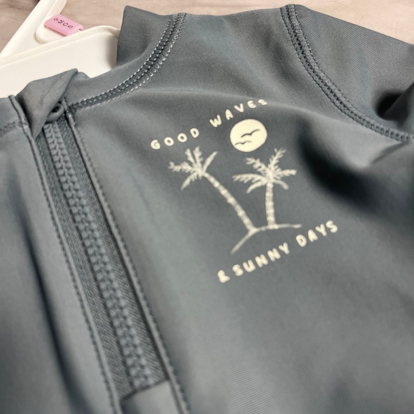 Baby 3-Piece Long-Sleeve Rashguard, Swim Trunk & Swim Hat Set - Grey/Blue