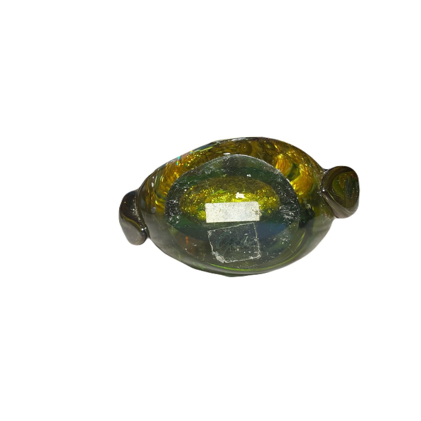 Mid Century Italian Murano Sommerso Gold Green Amber Glass Teardrop Dr - $55