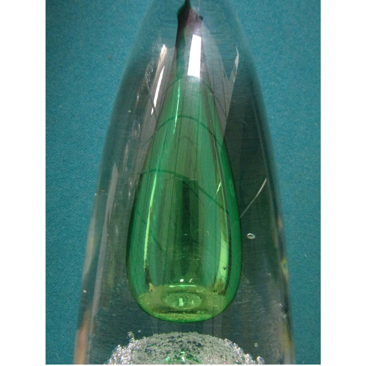 Lithuanian Hand Made Crystal Sculpture Controlled Bubbles And Green 13"