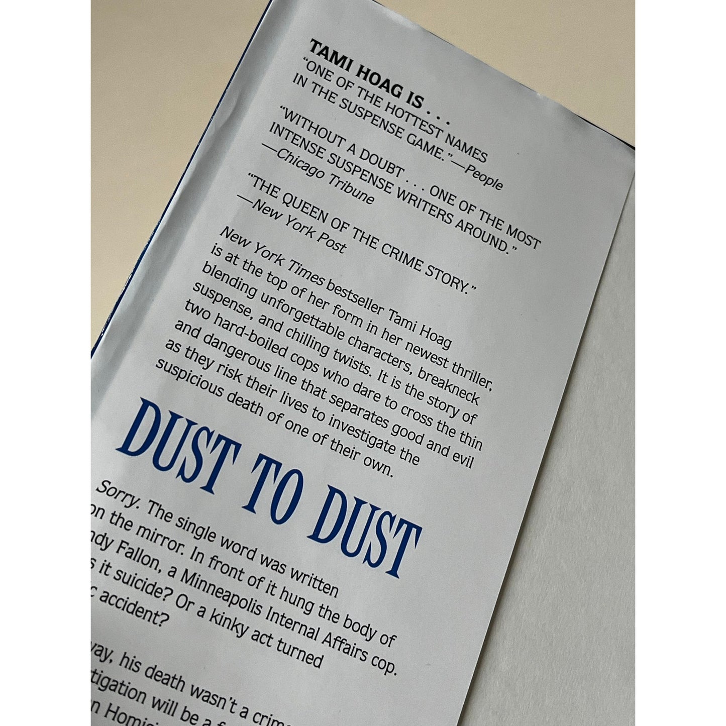 Dust to Dust Hardcover Book Tami Hoag