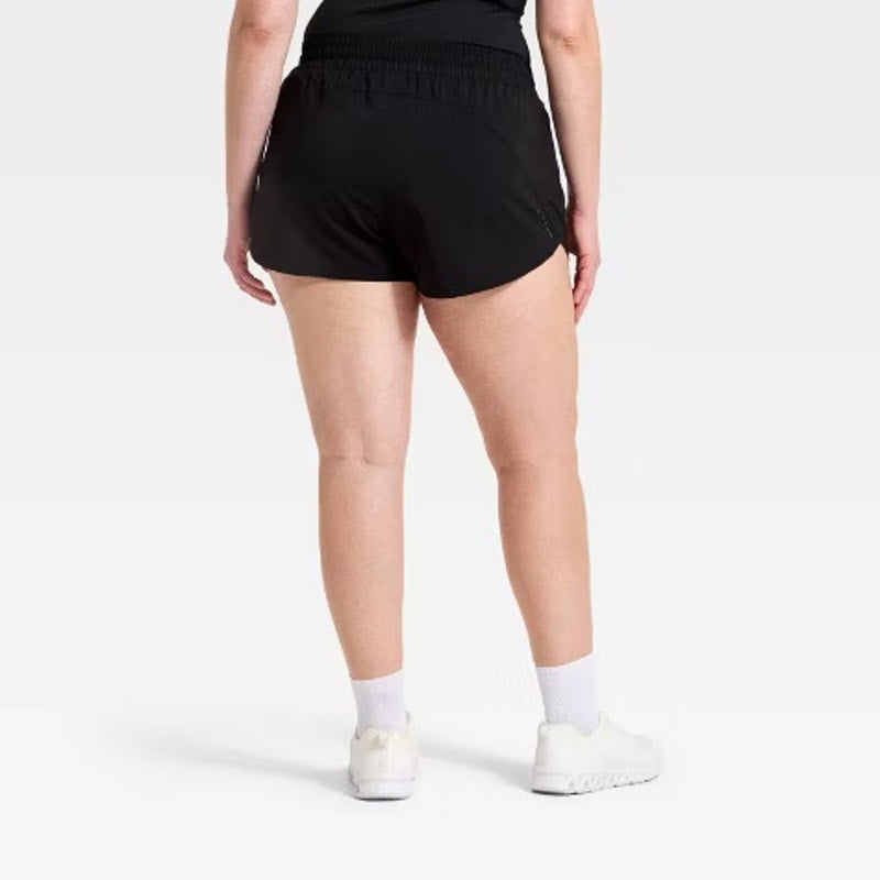 Women's Woven Mid-Rise Run Shorts 3" - All In Motion Black XL