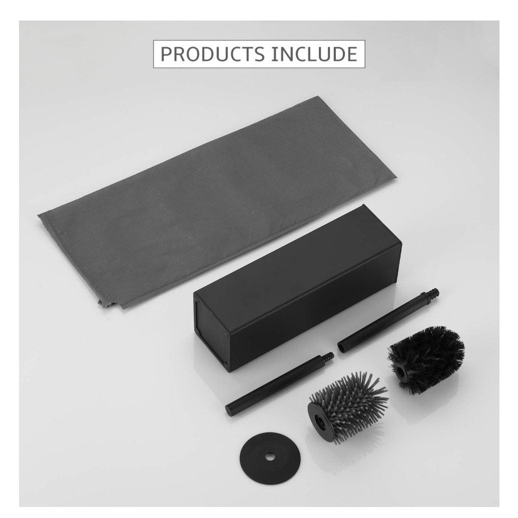 BGL Toilet Brush and Holder Set, Matte Black Freestanding Space Saving