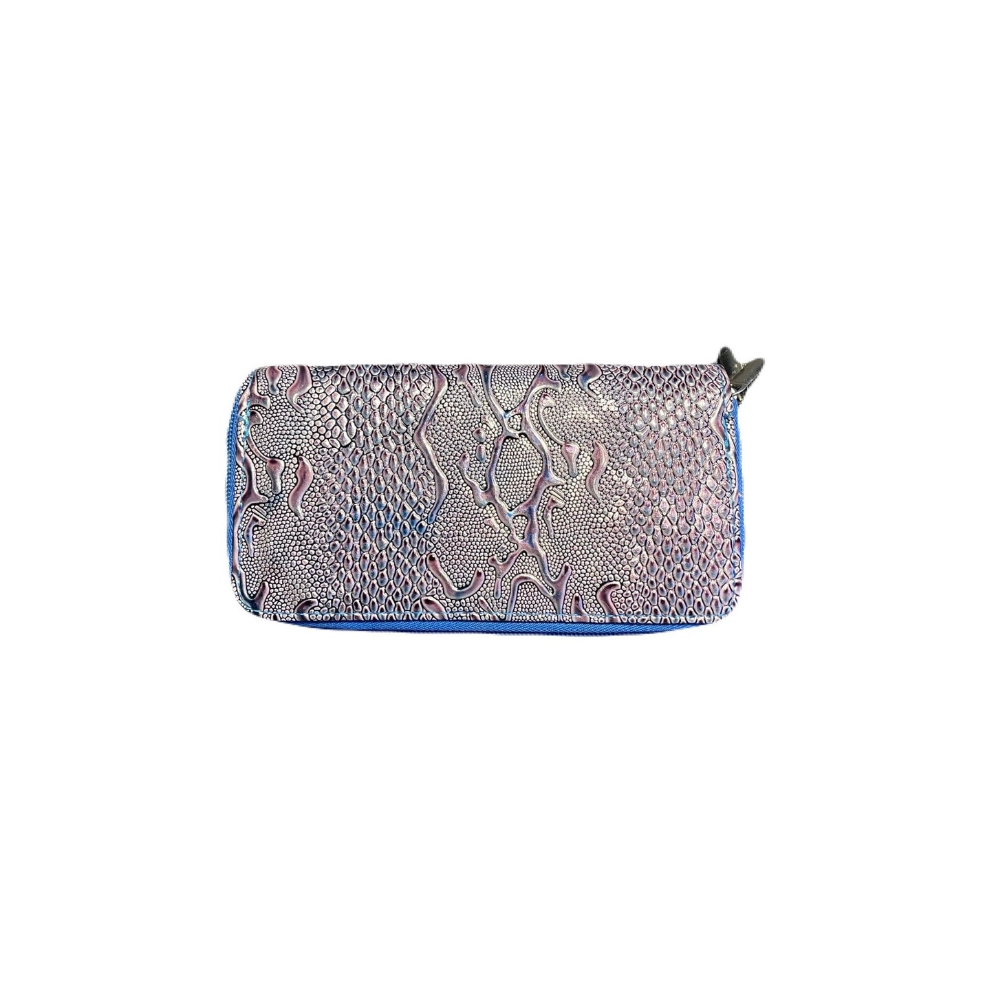 Mini Women’s Wallet Blue & Sliver 7” W X 4” L