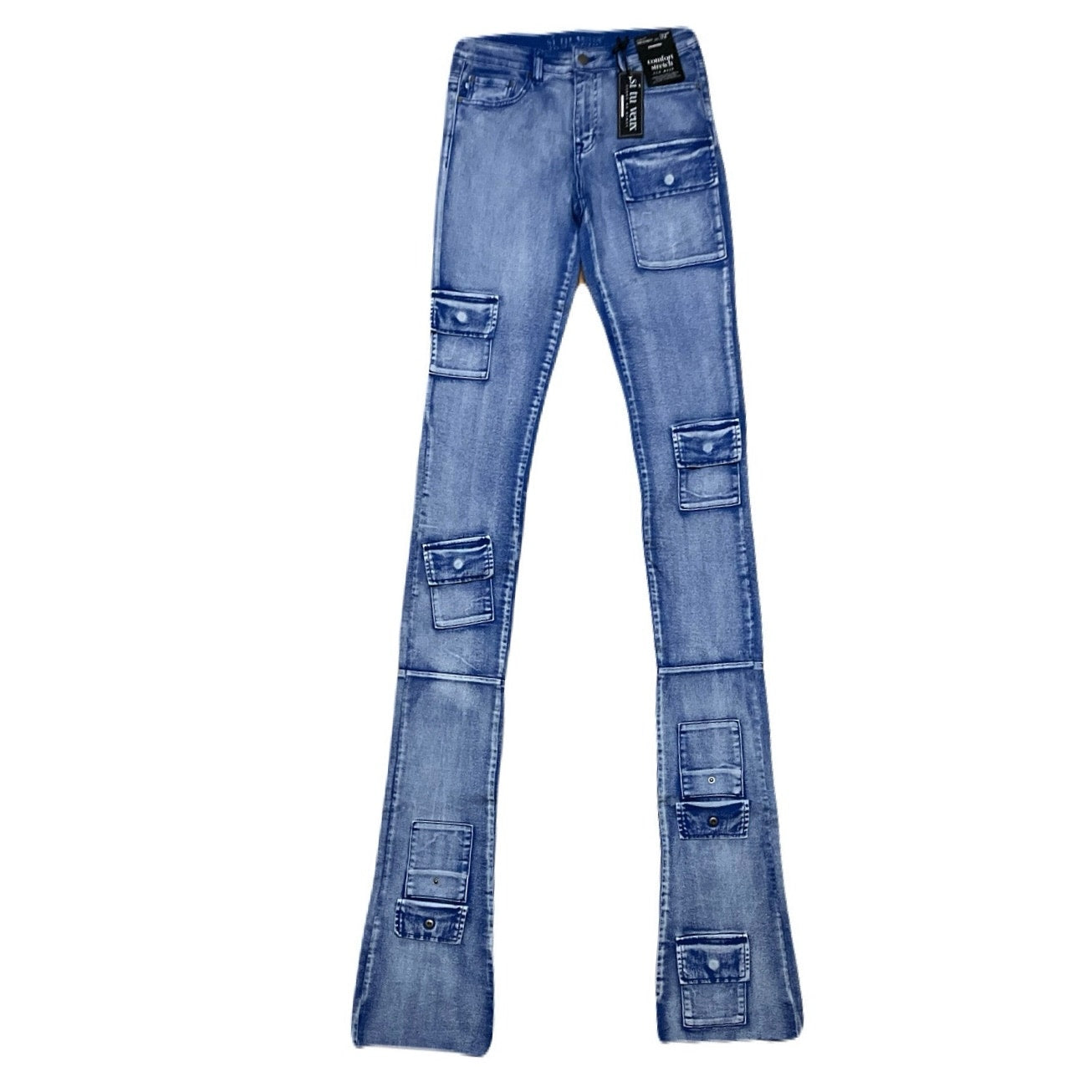 Si Tu Veux Royal Blue Superstack Men’s Jean’s Size 32