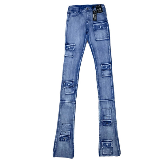 Si Tu Veux Royal Blue Superstack Men’s Jean’s Size 32